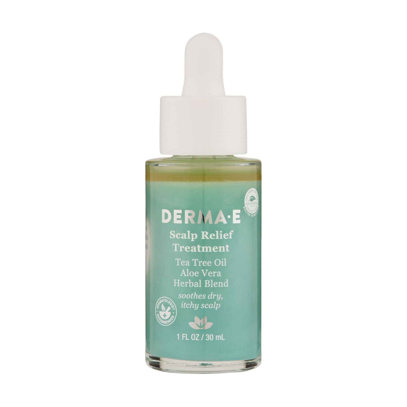 Сироватка для чутливої шкіри голови Derma E Scalp Relief Treatment з олією чайного дерева, алое вера і трав'яними екстрактами, 30 мл